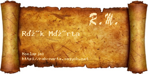 Rák Márta névjegykártya